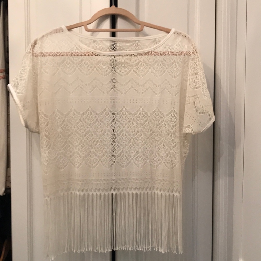 Sheer lacy crochet style crop top
